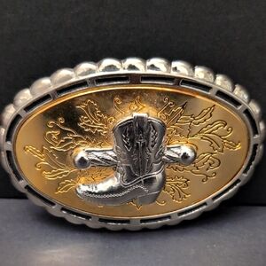 Tosoni Selleria Western Gold/Silver Toned Cowboy Boots Belt buckle.